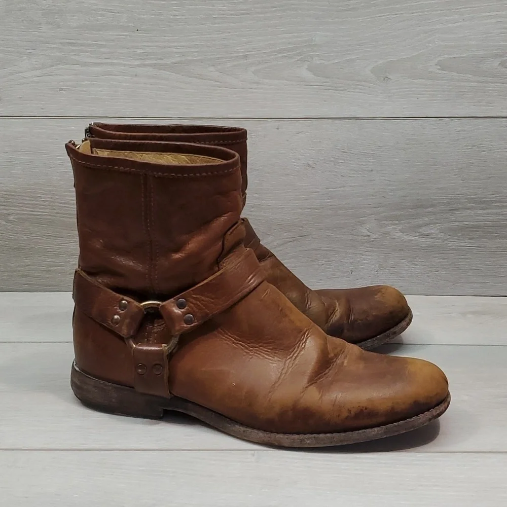 Frye Womens Veronica Harness Ankle Leather Boots Boho shoes sz 9.5B
